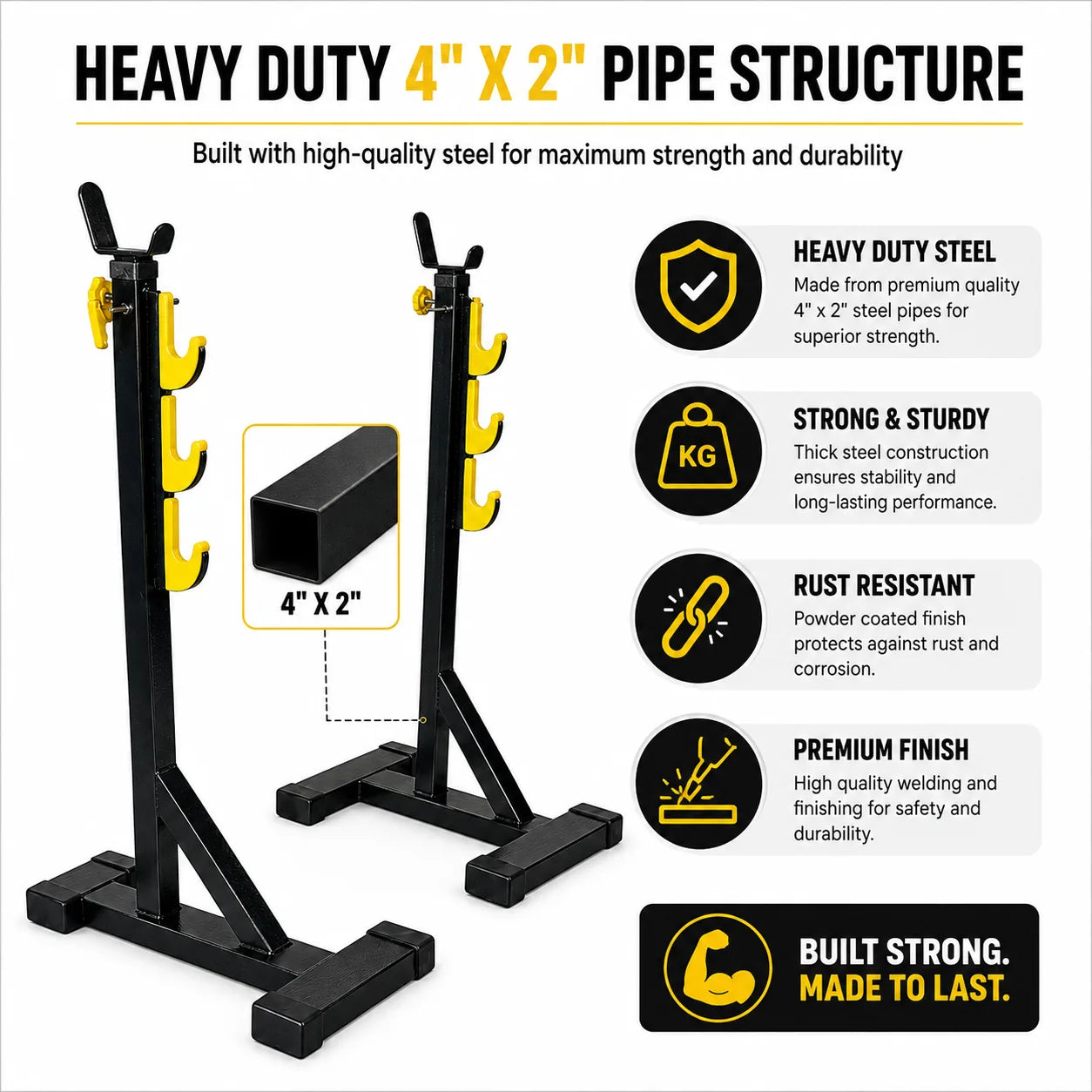 Blend Heavy Duty Multi-Function Squat Stand with Fiber Hooks
