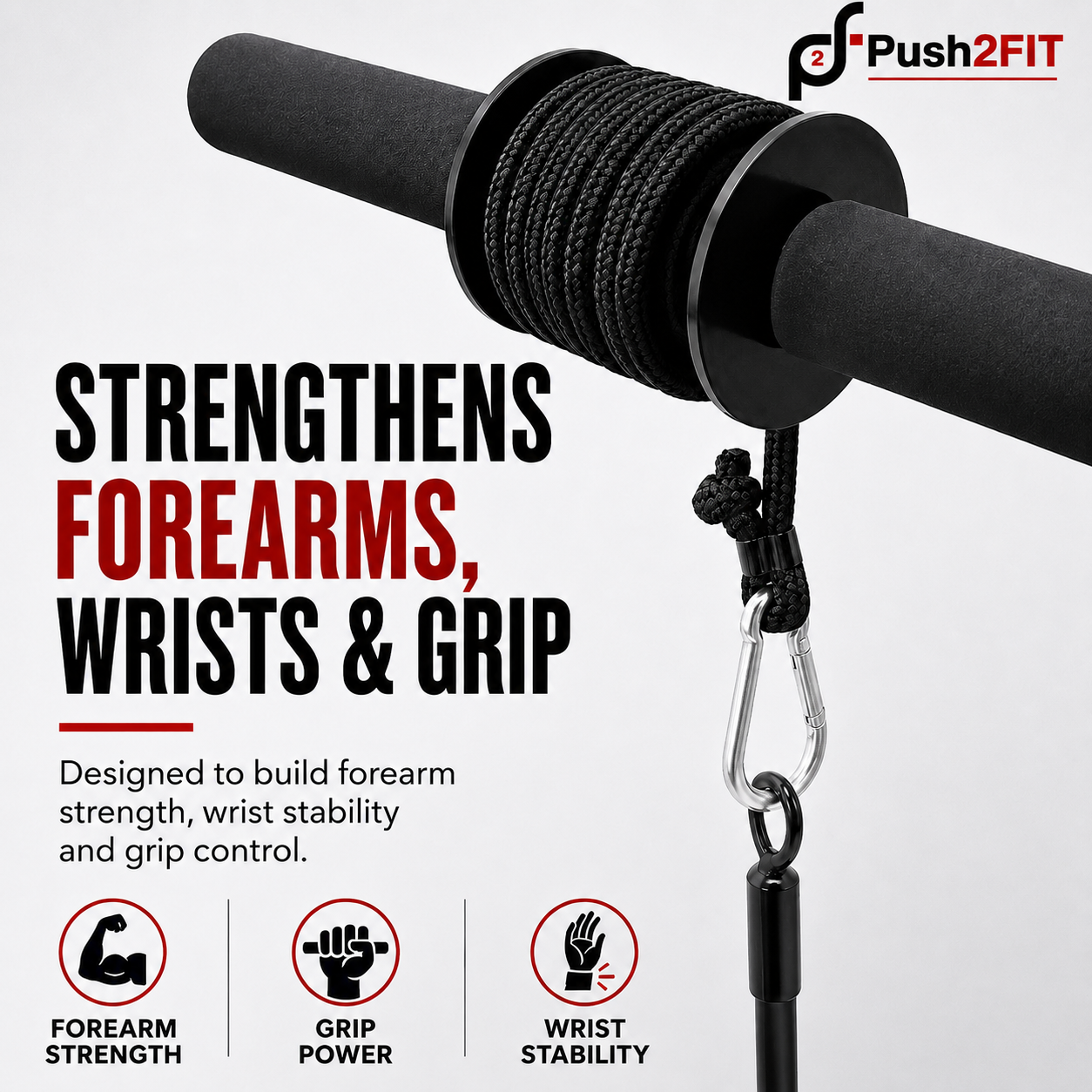 Forearm Wrist Roller for Arm & Grip Strength Exercises