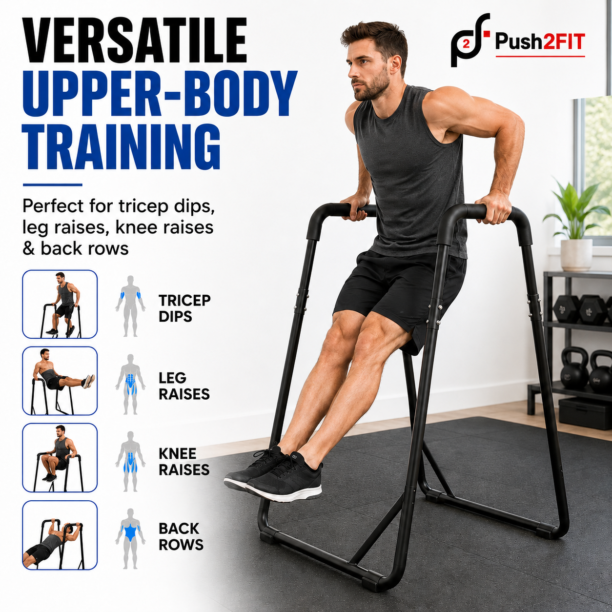 Heavy Duty Dip Stand for Strength & Upper Body Training