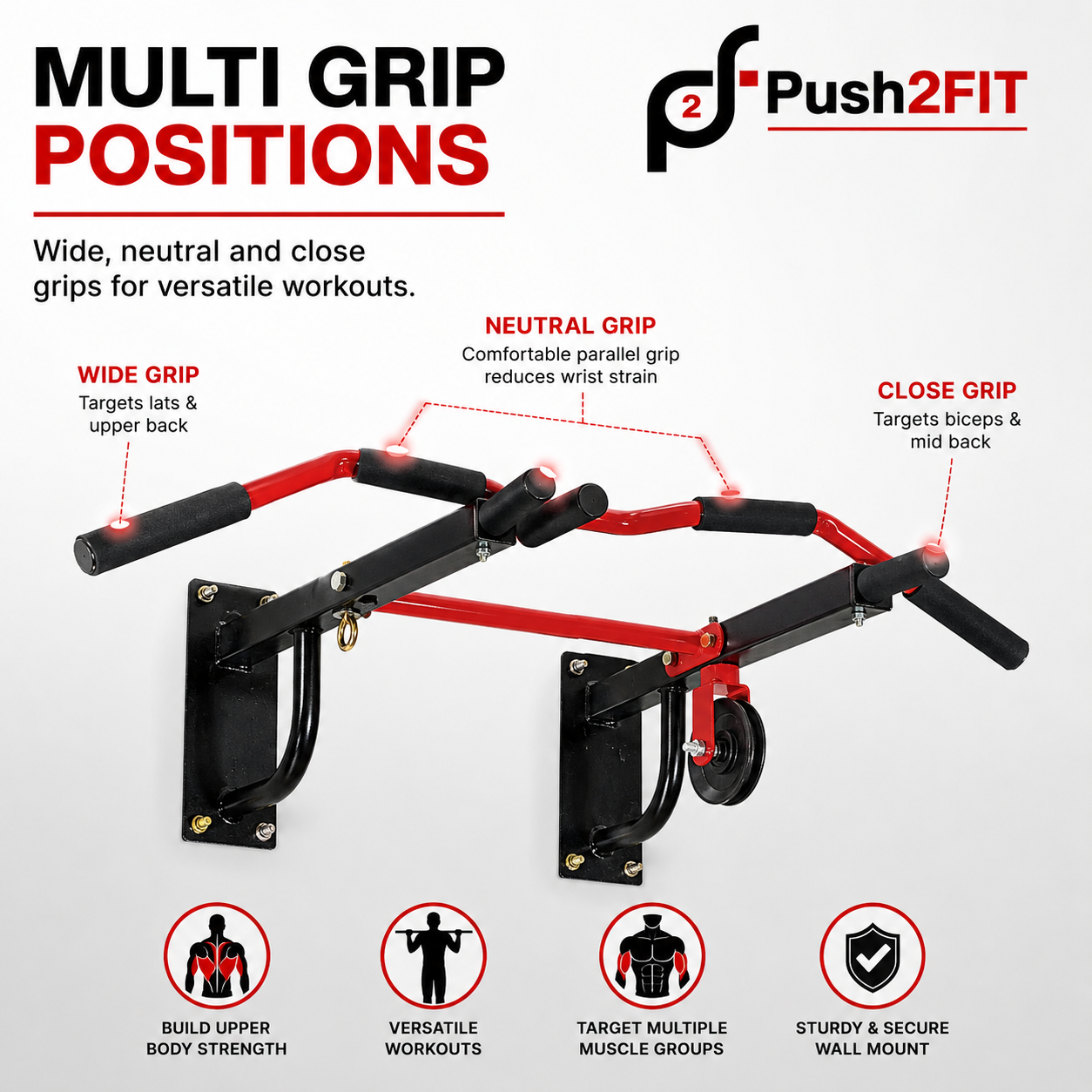 Multi Grip Chin Up Bar with Lats/Triceps and Shoulder Extension, Punching Bag Hanger