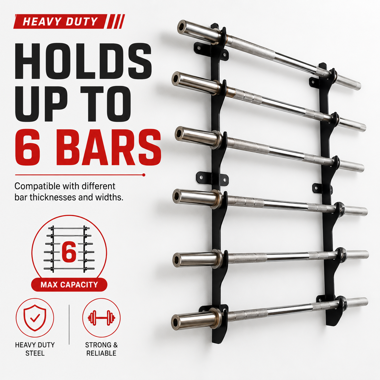 Heavy Duty 6 Weightlifting Bar Stand for Home or Commercial Use