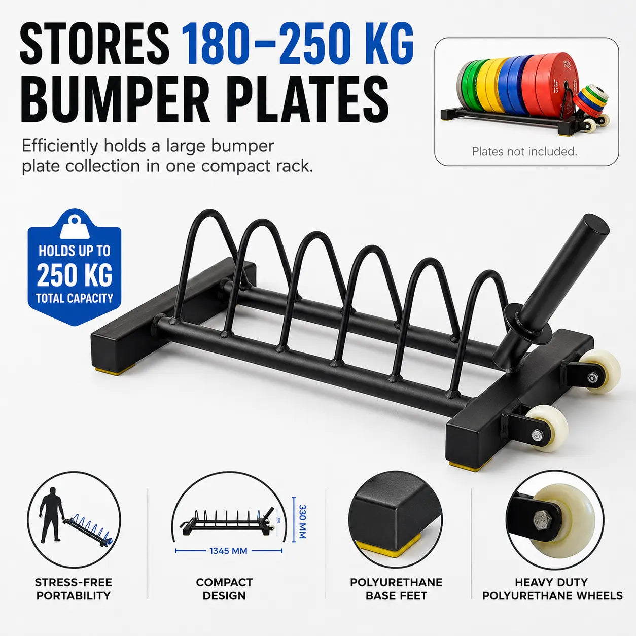 Heavy Duty Bumper Plate Rack Stand for Home & Commercial Gym