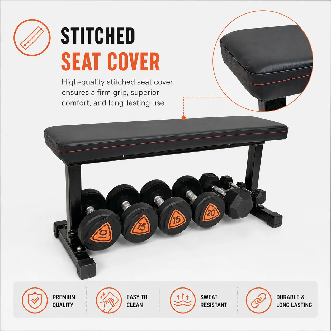 Heavy Duty Flat Bench with Dumbbell Rack