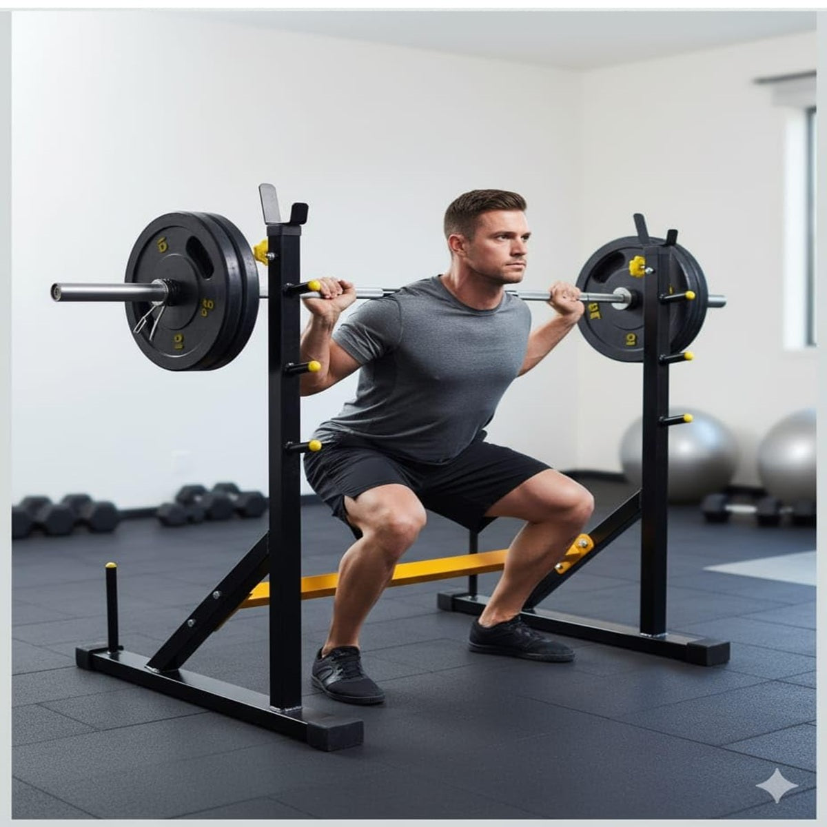 Heavy Duty Joint Squat Stand with Safety Holders for Home & Commercial Gym