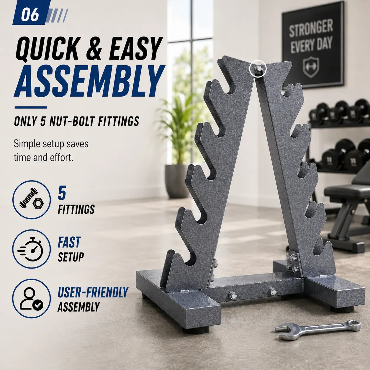 Heavy Duty Tree Style Dumbbell Rack for 5 pairs with Stable Base