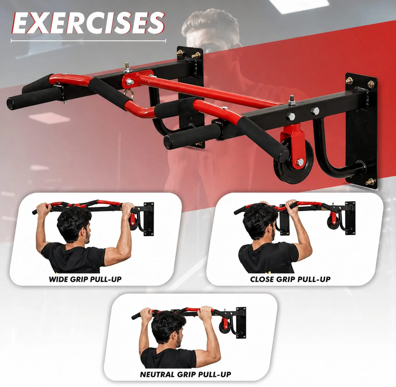 Multi Grip Chin Up Bar with Lats/Triceps and Shoulder Extension, Punching Bag Hanger