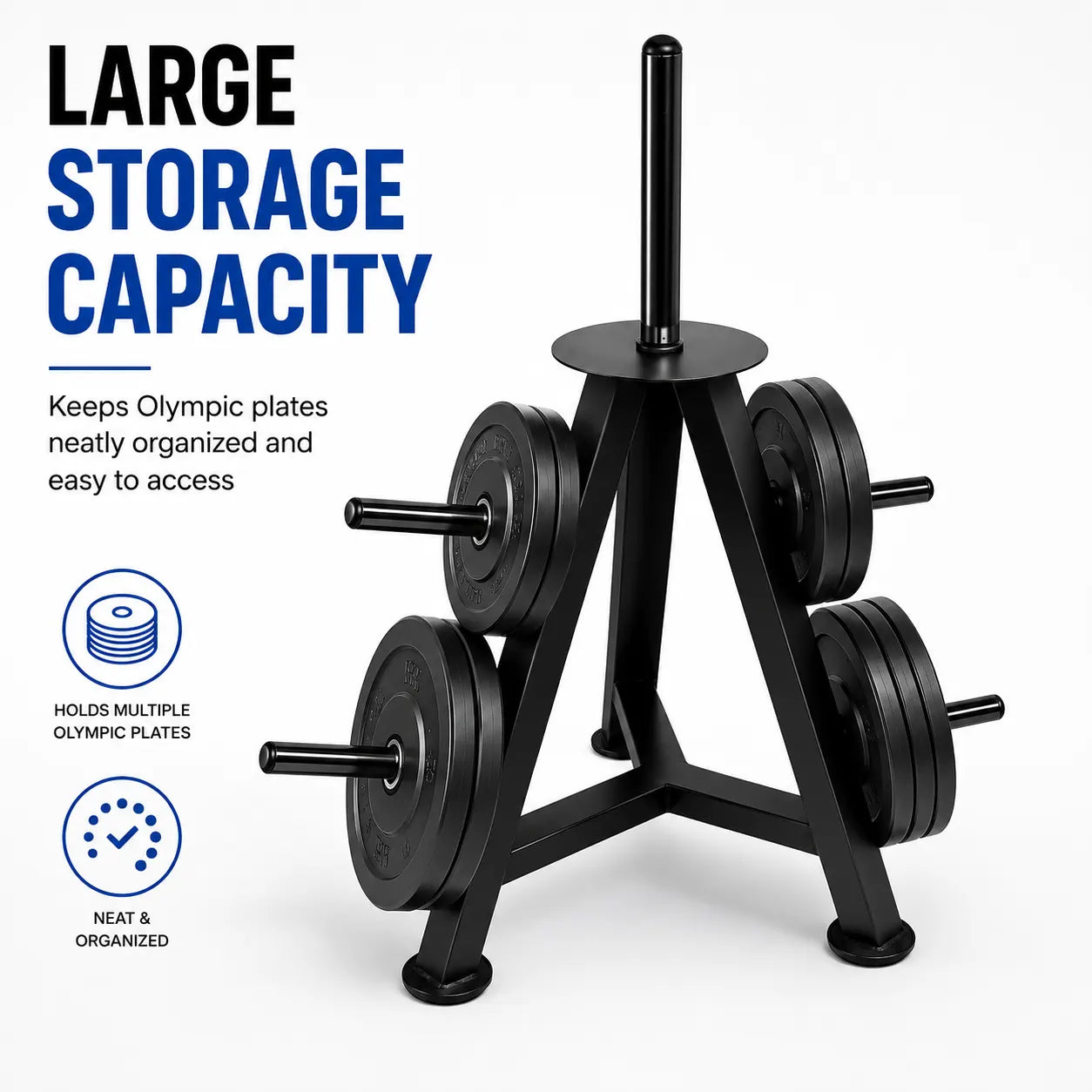 Tree Style Rack With Olympic Weight Plate Holder For Large Storage