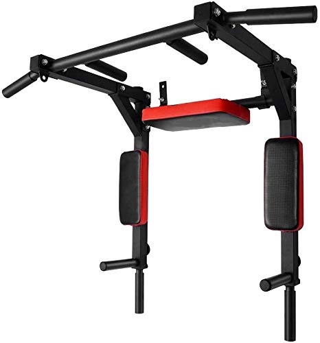 Push2fit Wall-Mounted Pull Up Bar with Dip Station, 3-in-1 Multi-Function Home Gym Equipment, Black and Red (Maximum Weight Capacity-250 kg) - Image 4