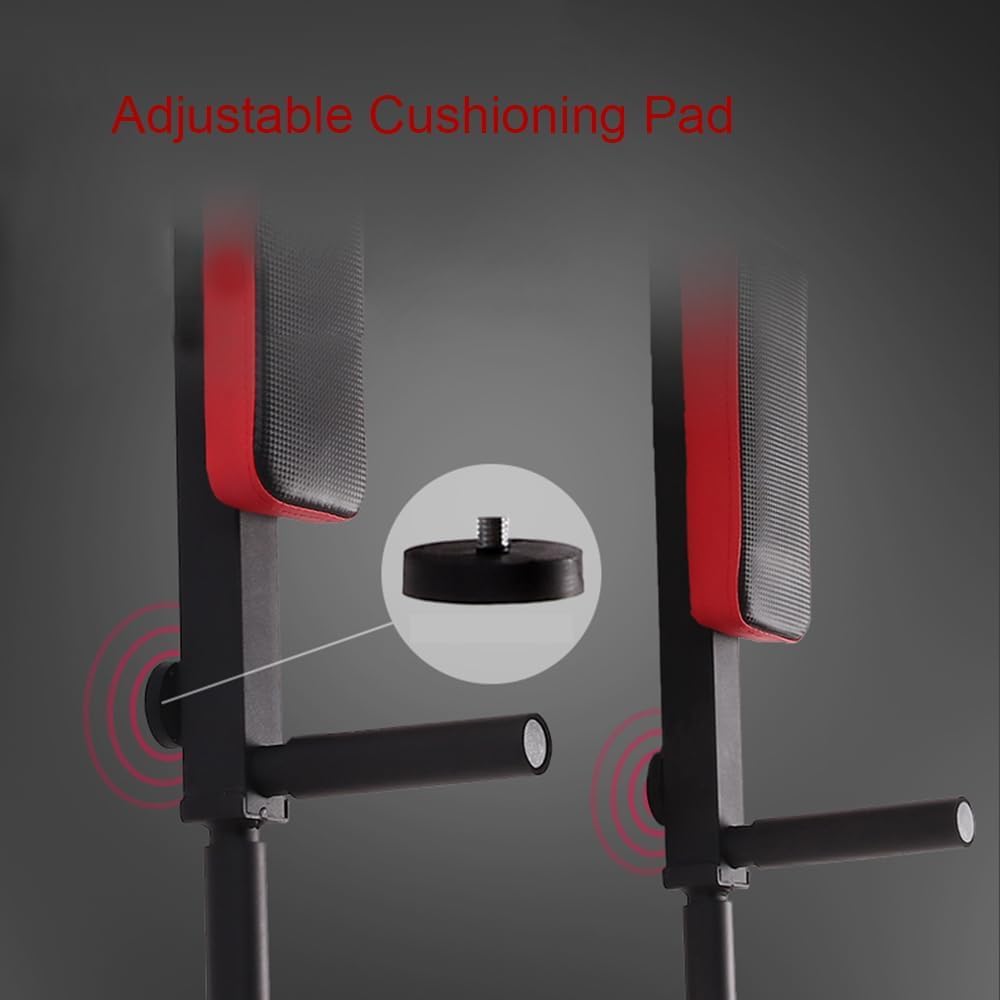 Push2fit Wall-Mounted Pull Up Bar with Dip Station, 3-in-1 Multi-Function Home Gym Equipment, Black and Red (Maximum Weight Capacity-250 kg) - Image 9