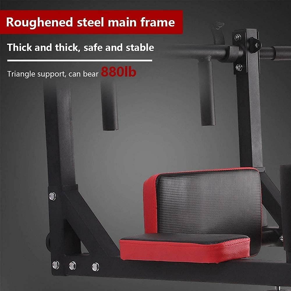 Push2fit Wall-Mounted Pull Up Bar with Dip Station, 3-in-1 Multi-Function Home Gym Equipment, Black and Red (Maximum Weight Capacity-250 kg) - Image 8