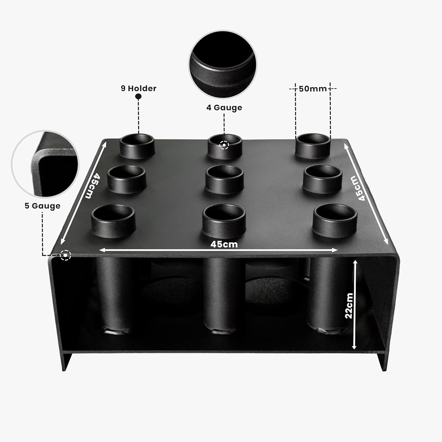 Push2fit 9 barbell Holder, Vertical Barbell Holder (Bar Holder Racks)– Compact Storage (Global standards) - Image 4