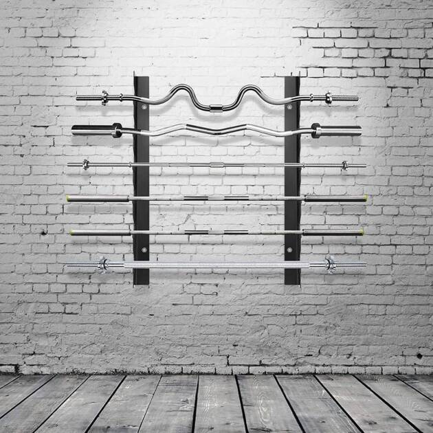 Push2fit Olympic Barbell Rack Bar Storage, Weight rod Holder, Barbell Storage, Horizontal Barbell Wall Mount Bar Plate Storage Rack, Holds 5 Barbells, Holds