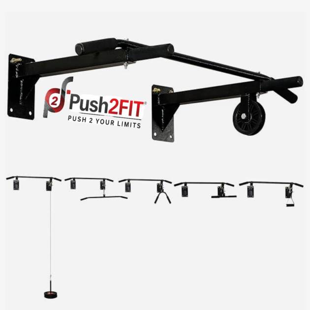 Push2fit Dynamic Wall Mounting Chin up Bar with Lats Pully