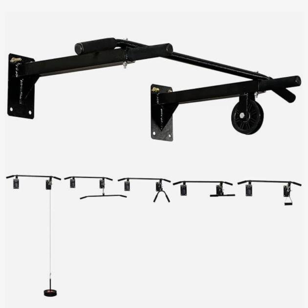 Push2fit Dynamic Wall Mounting Chin up Bar with Lats Pully